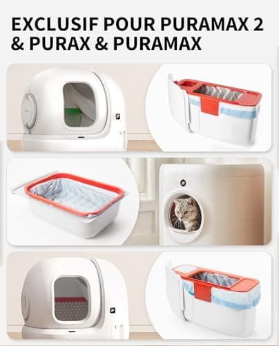 Sac Poubelle de Toilette PETKIT PURA MAX 2 & PURA X, Chats Résistant aux Rayures & Facile à Utiliser, 5 Rouleaux * 20 (1