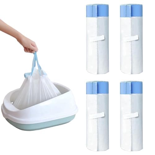 RMAN Lot de 60 Sacs Litière Chat XXL Durable et Biodégradable pour Grande Bac Litière, Sac à Litière avec Cordon de Serr