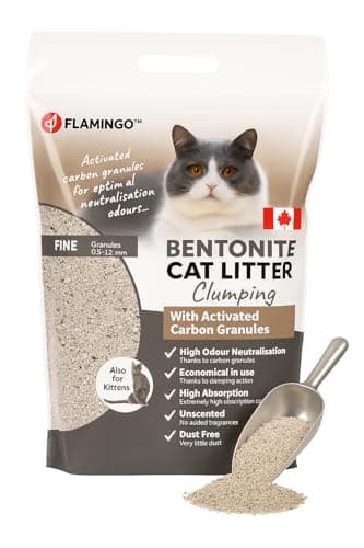 Litige pour chats Flamingo - Parfum neutre - Granulés de charbon - 12KG pour 10 SEMAINES - Origine Canada - Neutralise l