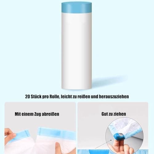 RMAN Lot de 60 Sacs Litière Chat XXL Durable et Biodégradable pour Grande Bac Litière, Sac à Litière avec Cordon de Serr