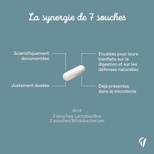 Probiotiques Flore Intestinale Vitavea - 7 Souches - 28 Milliards d'UFC/jour - Transit & Santé Microbiotique - 60 Gélule