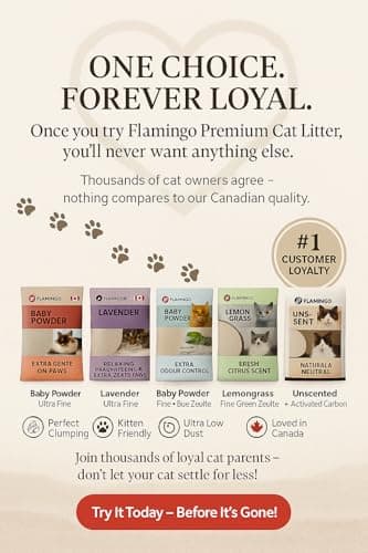 Litige pour chats Flamingo - Parfum neutre - Granulés de charbon - 12KG pour 10 SEMAINES - Origine Canada - Neutralise l