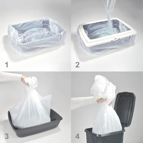 Love Story - Rouleau de 15 Sacs pour Bac à Litière avec Poignées Polyethylene - Idéal pour Chats - Haute Absorption - 84