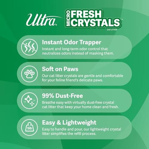Ultra Fresh Scented Micro Crystals Lot de 3 pour Chat | Sans Poussière 99,9% | Douce pour Les Pattes | 6,8 kg Total (3 P