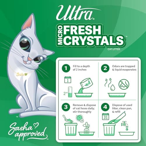 Ultra Fresh Scented Micro Crystals Lot de 3 pour Chat | Sans Poussière 99,9% | Douce pour Les Pattes | 6,8 kg Total (3 P