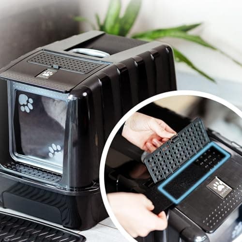 Filtres à charbon actif CROPLAS pour litière chat - Avec couvercle - Lot de 4 - Améliore la qualité de l'air - Grande ca
