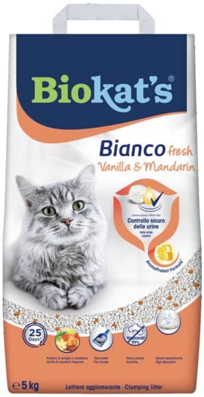 Biokat's Litière pour Chat Agrégatrice Vanille & Mandarine 5kg pour Chatdomestique