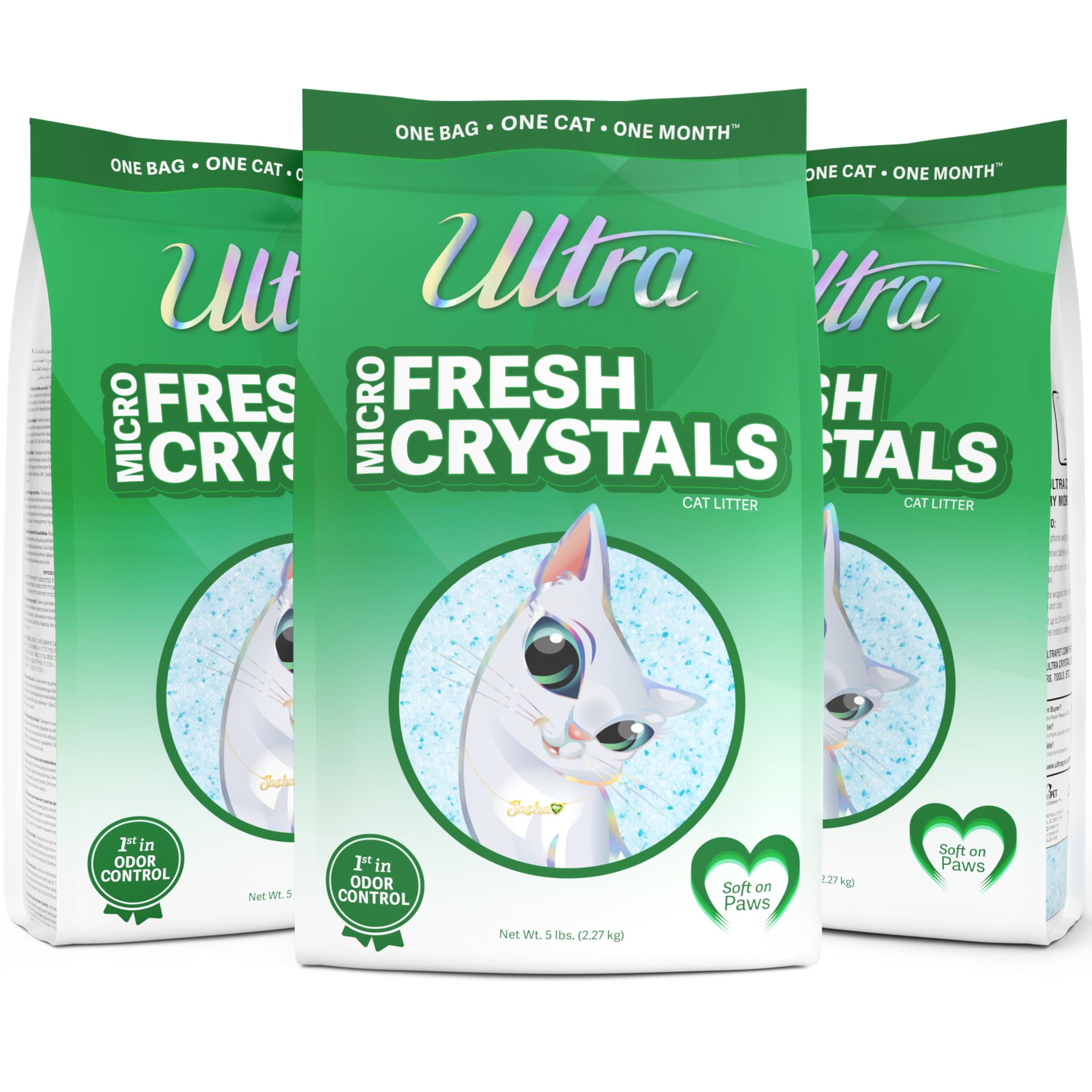 Ultra Fresh Scented Micro Crystals Lot de 3 pour Chat | Sans Poussière 99,9% | Douce pour Les Pattes | 6,8 kg Total (3 P